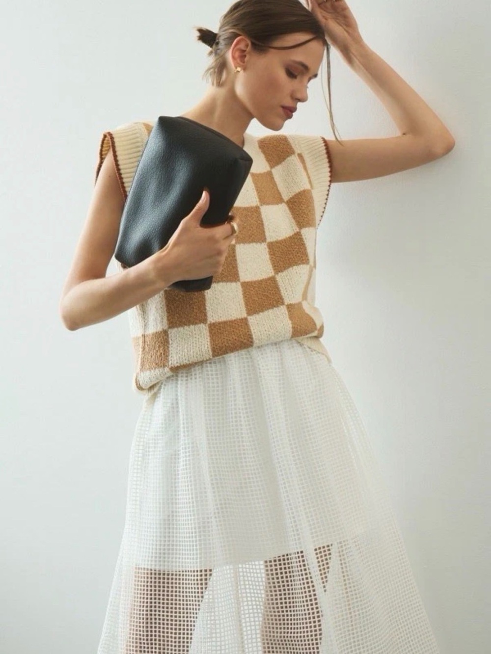 Anthropologie Maeve Two-Tone Cream & Camel Knit Vest